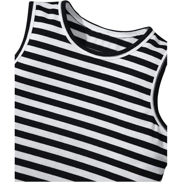 SHEIN Kids 3 Pack Tank Tops White Black Stripe Sleeveless Tops Size M - Picture 3 of 9